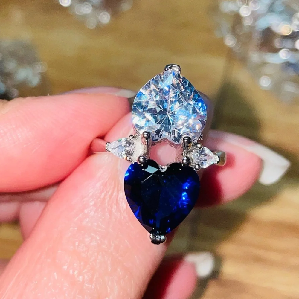 Mirrored Double Heart Statement Ring